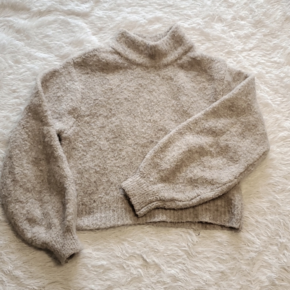 Aeizona Cropped Mock Neck Sweater